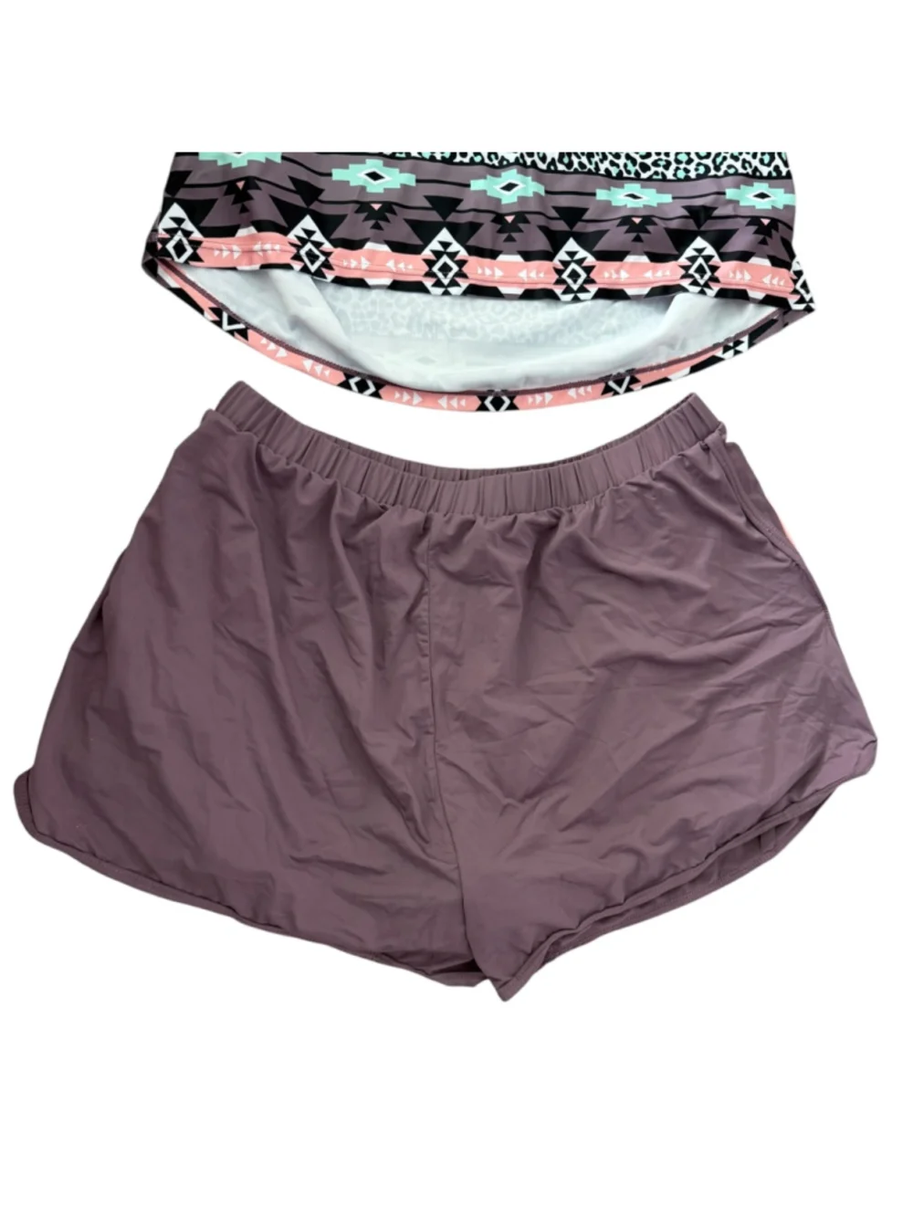 NWT Summer Mae Tankini Swim Set Size 12 Tribal Print Top Shorts